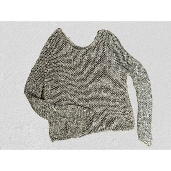 Vince Womens Hand-Knitted Open Weave Gray Tunic Sweater S Lightweight Crew Neck - Picture 6 of 7